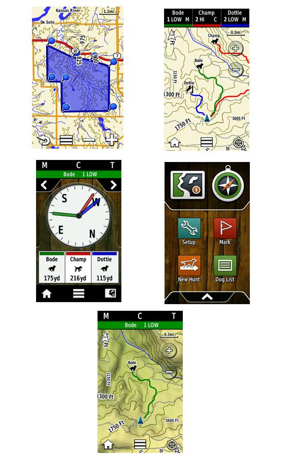 Garmin Alpha 100 GPS dog tracker screenshots