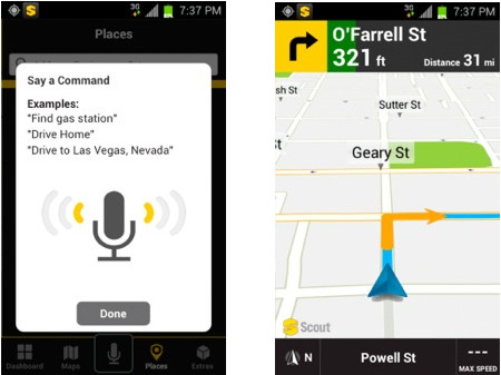 Scout for Android voice command map