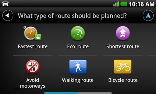TomTom  Android app route type