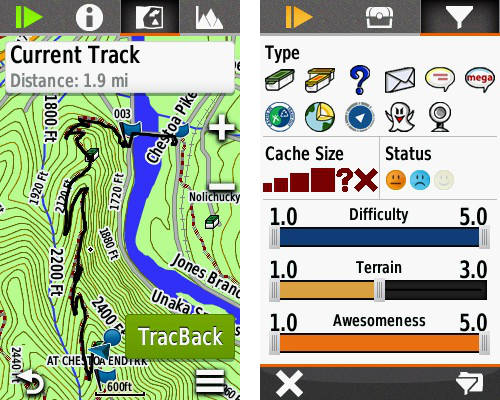 A tabbed interface can now be found on some track and geocaching pages