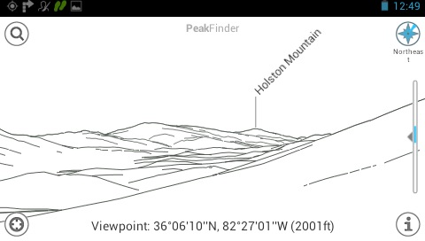 Peak Finder app on the Garmin Monterra