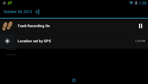 Track recording can be paused from the notification tray
