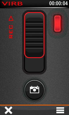 VIRB remote control screenshot from Garmin Oregon 600