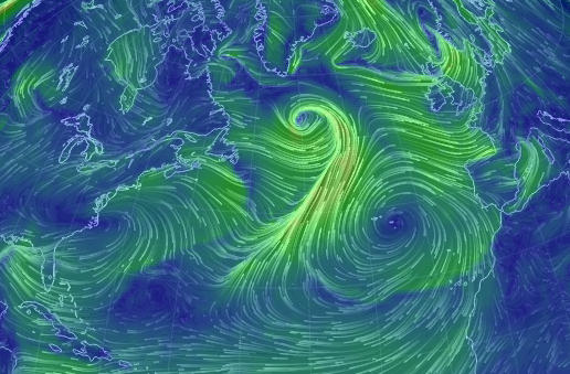Near real time wind map