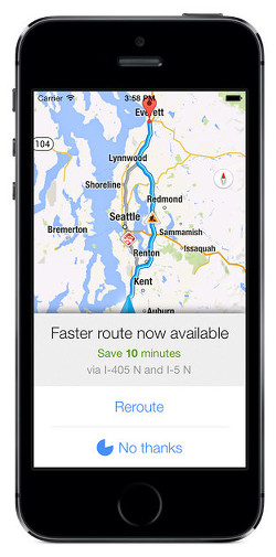 Google Maps on the iPhone now notifies you of faster routes
