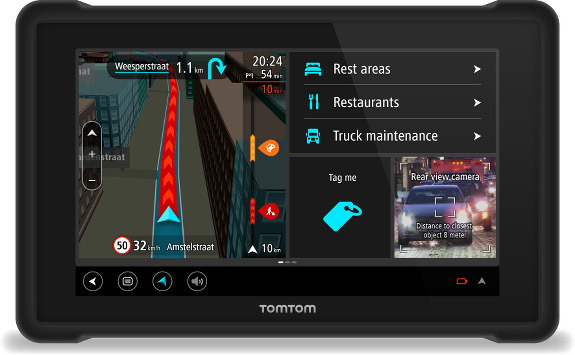 TomTom Bridge showing rear view camera interface