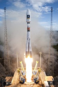 The Soyuz rocket launched two Galileo satellites into space on Friday. European Pressphoto Agency